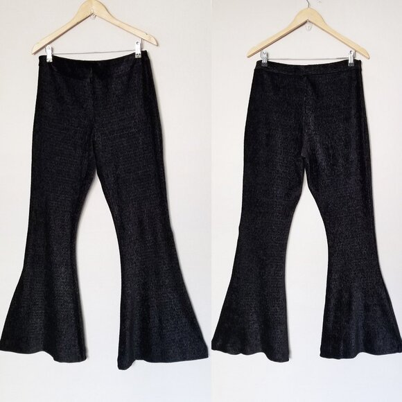 Free People So Charming Velvet Flare Pants L Black PullOn Stretch Whimsigoth Y2K - Picture 6 of 16
